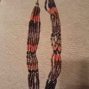 Multi Strand Wooden Beaded Necklace